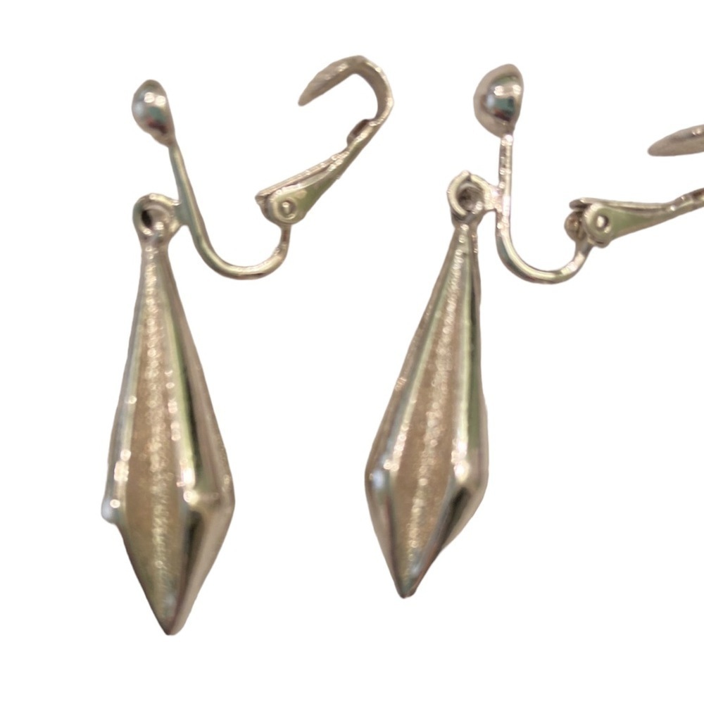 Vintage Silver Tone Triangular Shape Textured 1 I… - image 2
